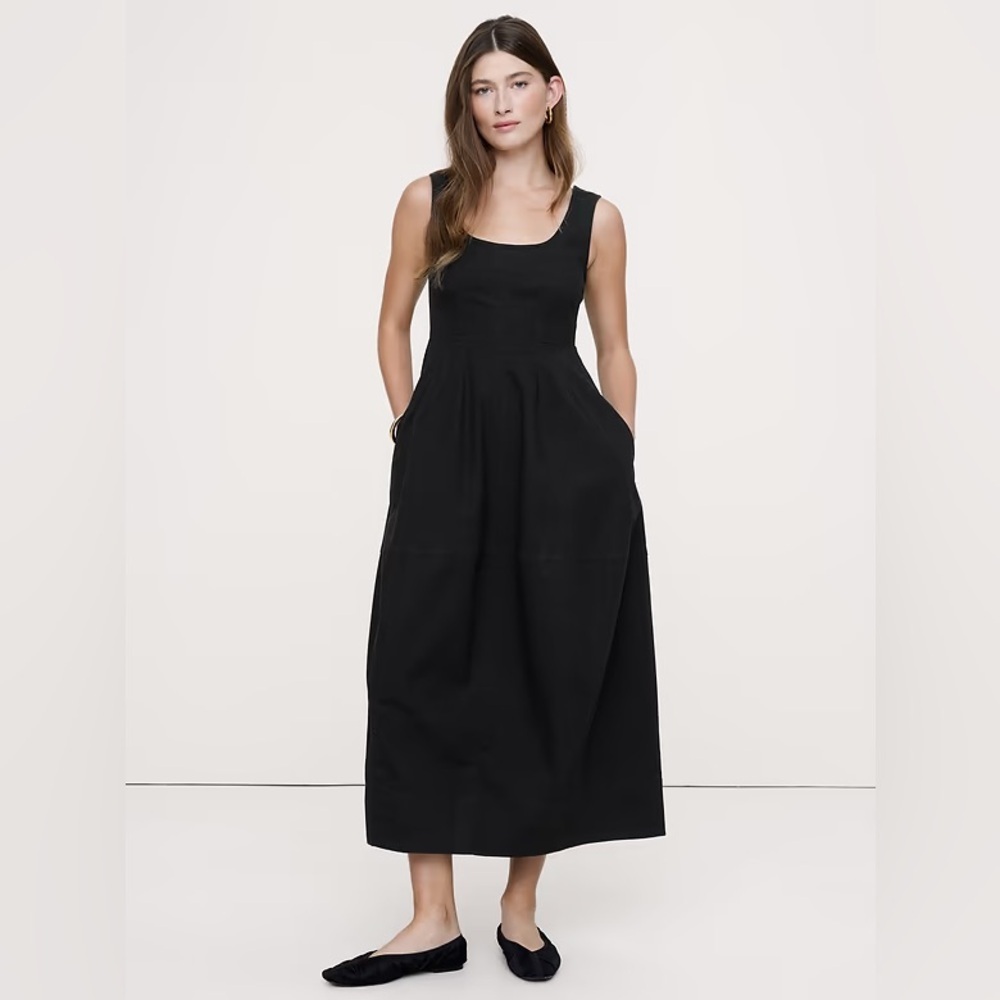 NWT! Banana Republic Stretch-Cotton Barrel Midi Dress - Multiple ✏️